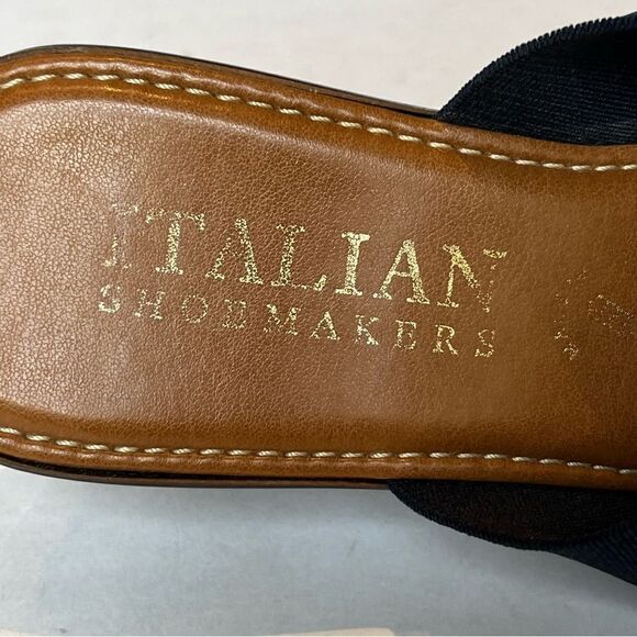 Italian Shoemakers Heeled Wedge Sandals Navy Blue Size 9 - Picture 7 of 10
